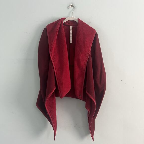 Lululemon Presence Of Mind Deepest Cranberry Red Fleece Wrap Jacket - Picture 4 of 7